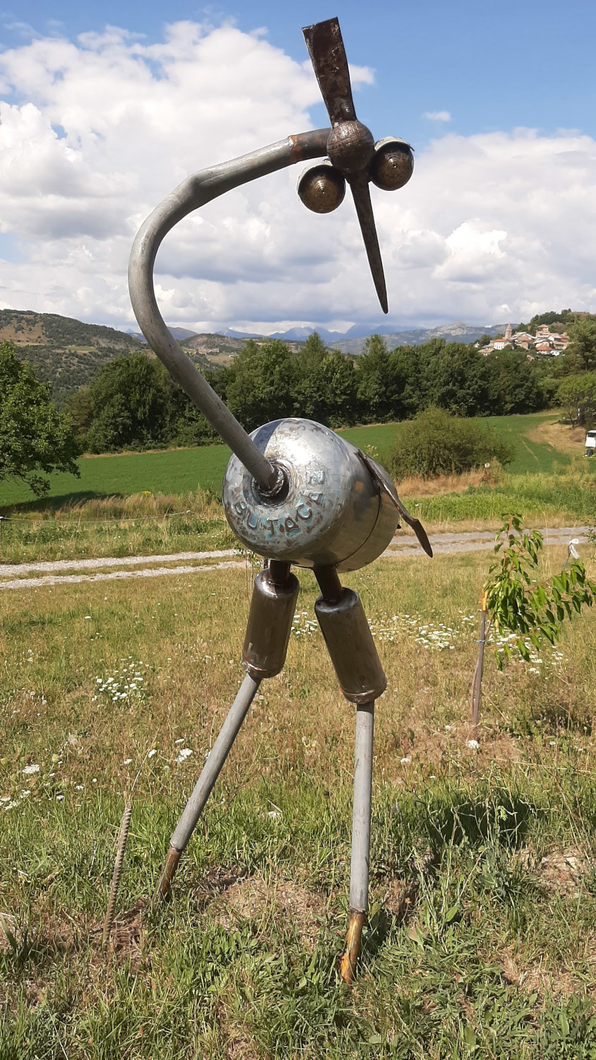 Sculpture  le renard et la cigogne du Bestiaire d'En Fer